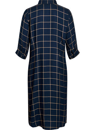ZizziLange geruite overhemdjurk, Blue Beige Check, Packshot image number 1