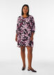 Korte viscose jurk met bloemenprint en 3/4 mouwen, Zwart, Model image number 1