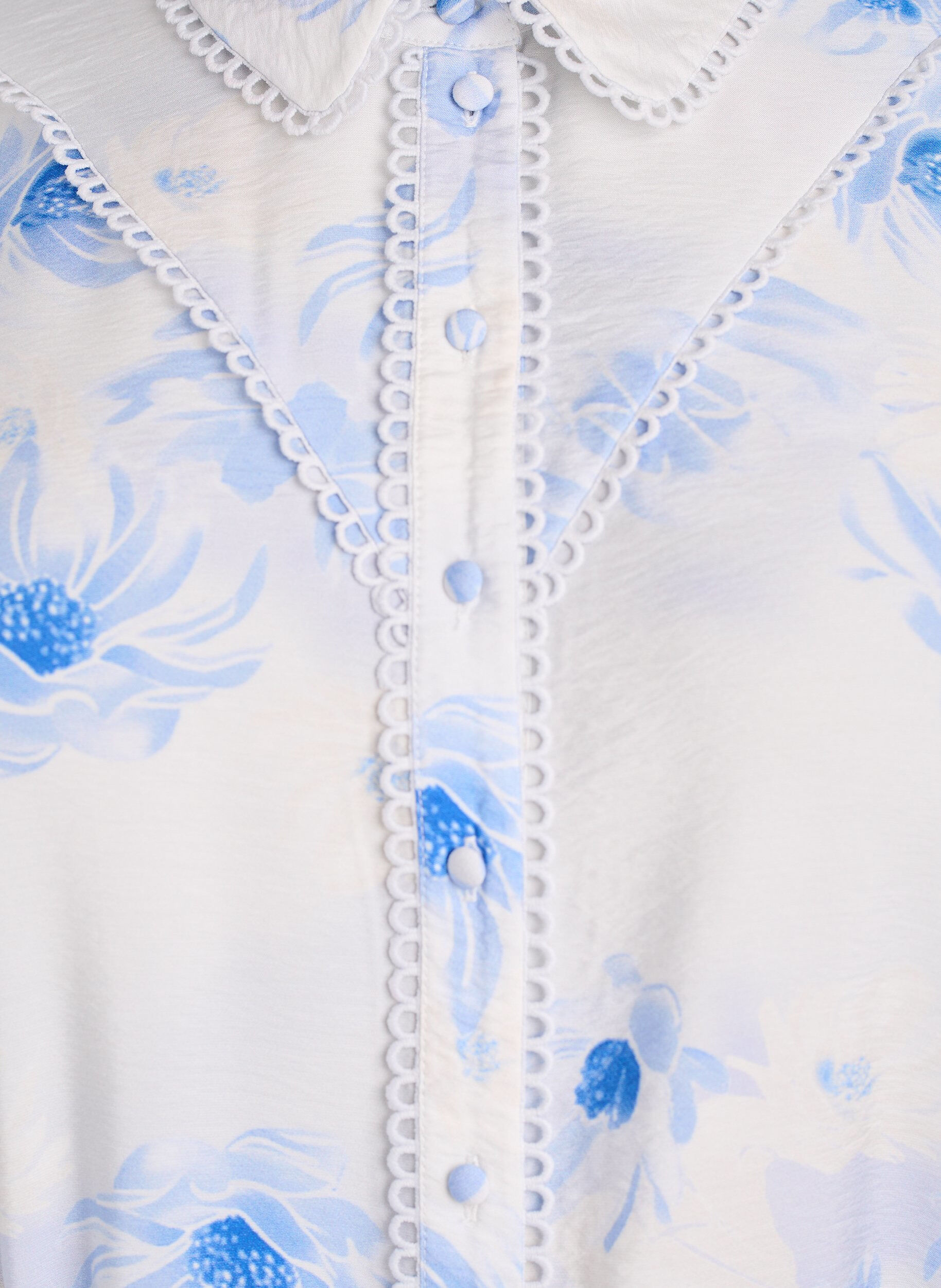 ZizziFloral midi-jurk met een riem en lange mouwen, Blauw, Packshot image number 2