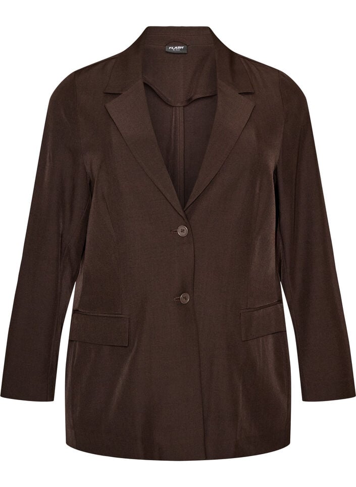 Blazer met zakken en splitten, Bruin, Packshot image number 0