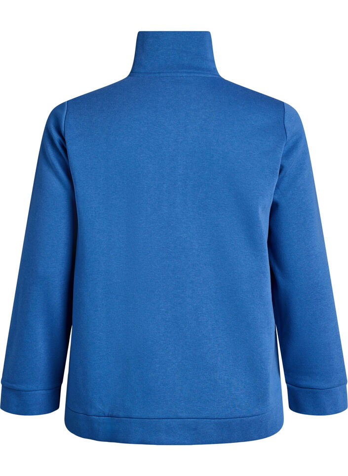 Sweatshirt met hoge hals en ritssluiting, Blauw, Packshot image number 1