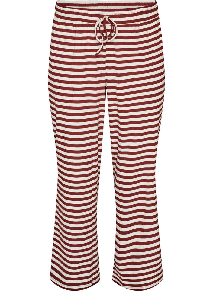 Pantalon de pyjama ray&eacute; &agrave; taille haute et coupe ample, Rouge, Packshot image number 0