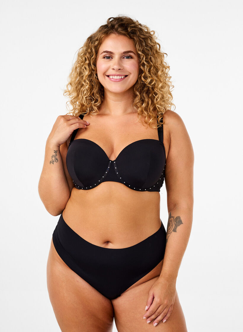 Gevormde bh met sierstenen, Black, Model
