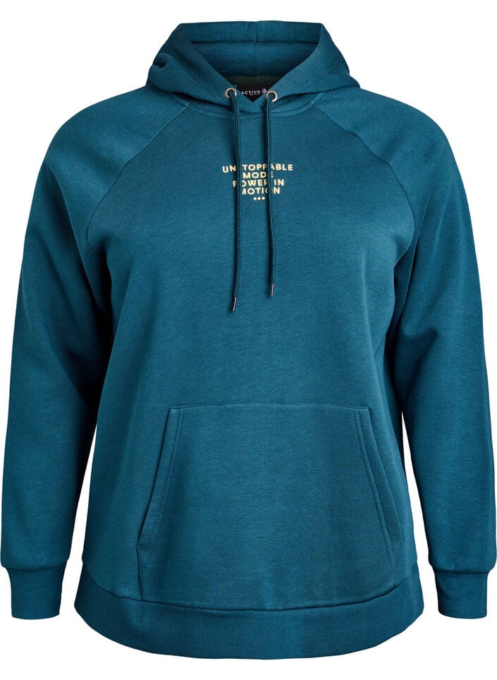 Hoodie met geborduurd frontmotief, Groen, Packshot image number 0