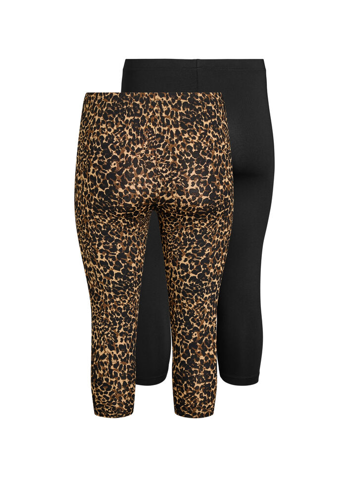 2-pack 3/4 lengte leggings, Zwart, Packshot image number 1