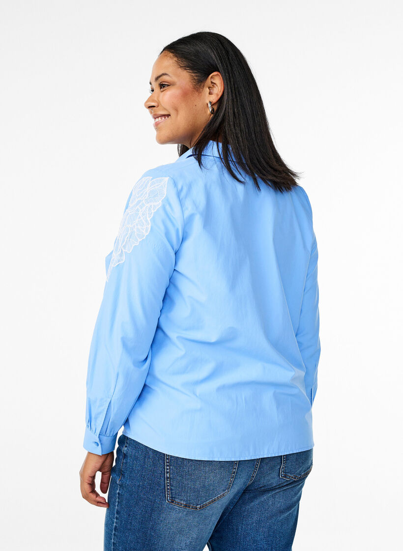 Shirt met kanten details, Della Robbia Blue, Model