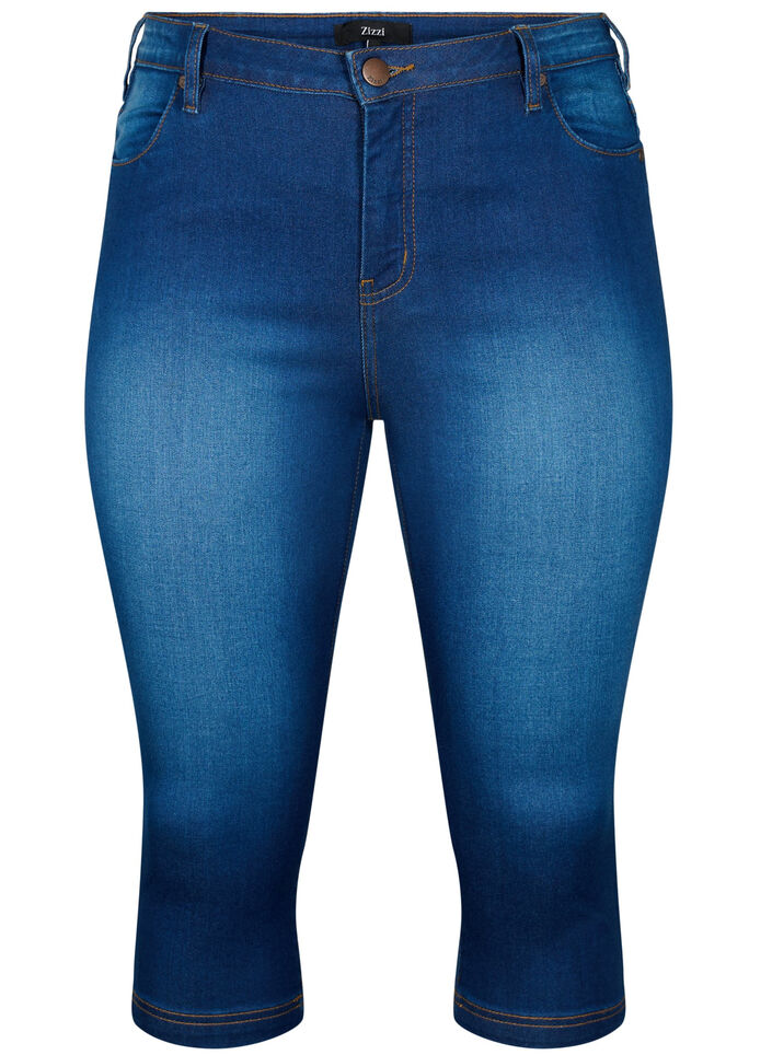 High waist Amy capri jeans met super slim fit, Blue denim, Packshot