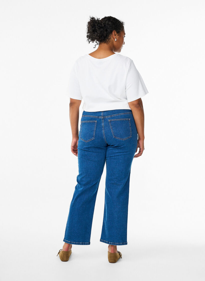 High-waisted Gemma jeans met een regular fit, Blauw, Model image number 1