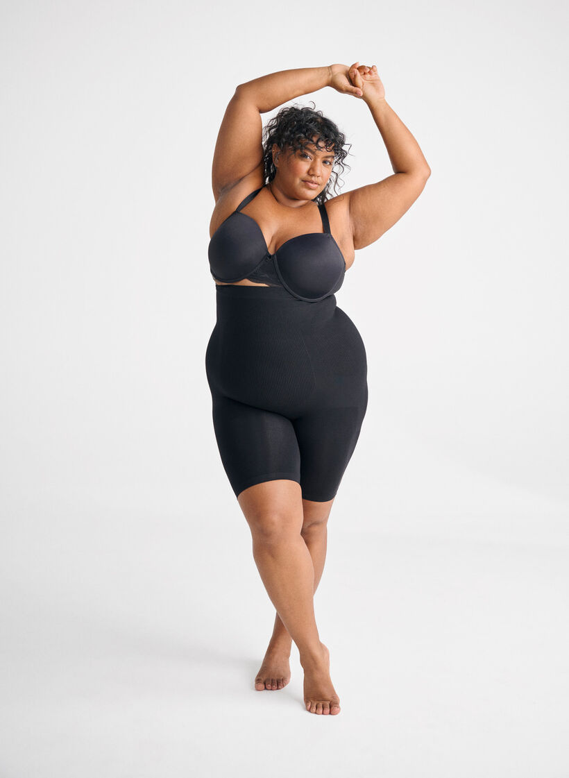 Shapewear shorts met hoge taille, Black, Image
