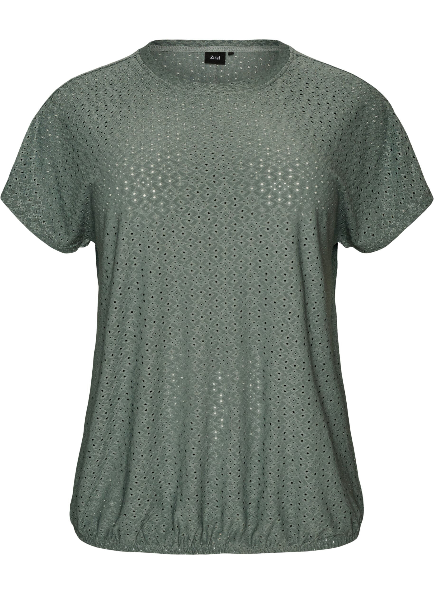 Blouse met oogjesborduurwerk en balloneffect