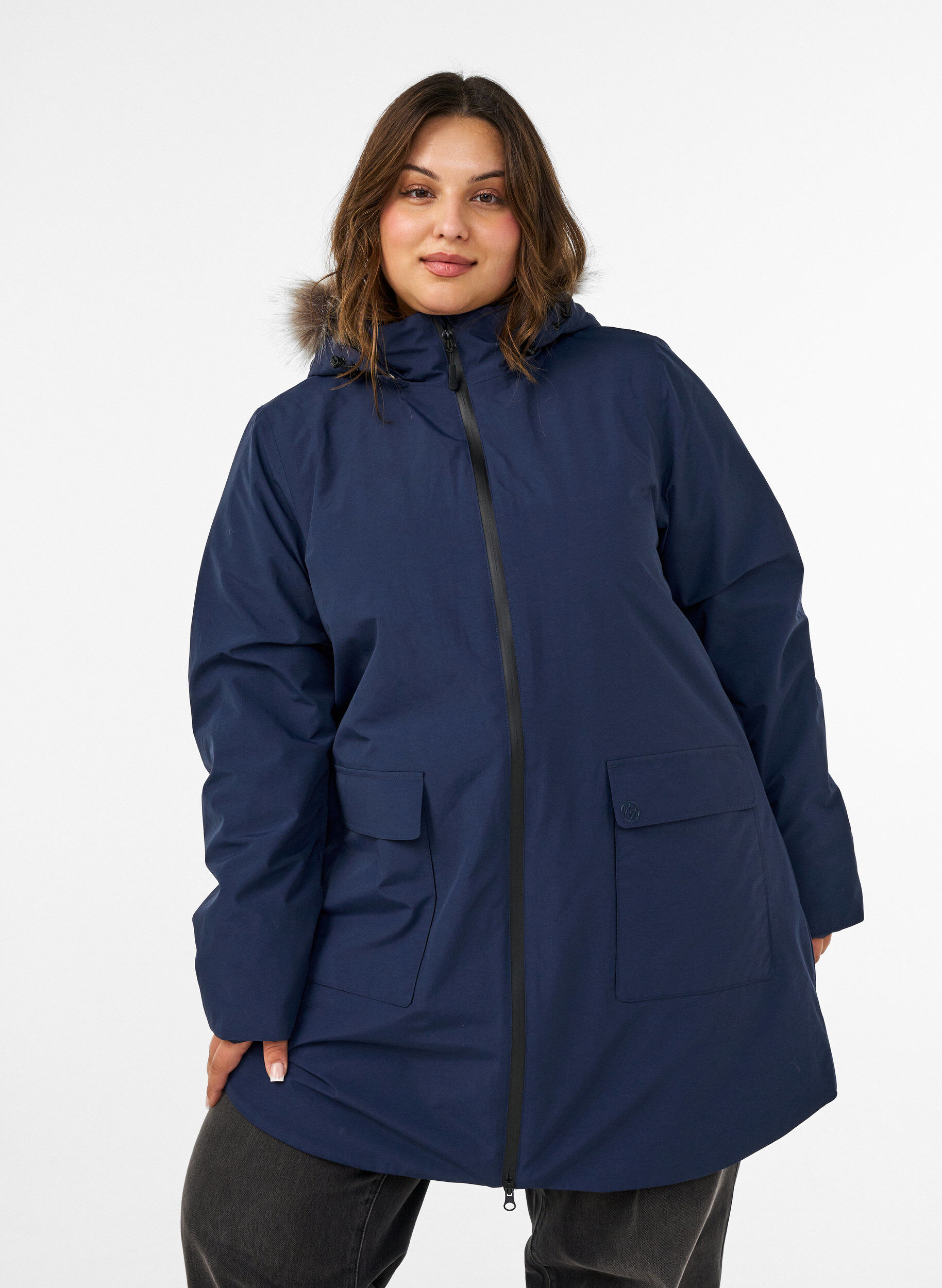 ZizziWaterdichte parka met capuchon, Blauw, Model image number 0