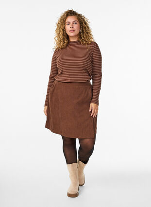 ZizziKorte rok van corduroy, Fondue Fudge, Model image number 3