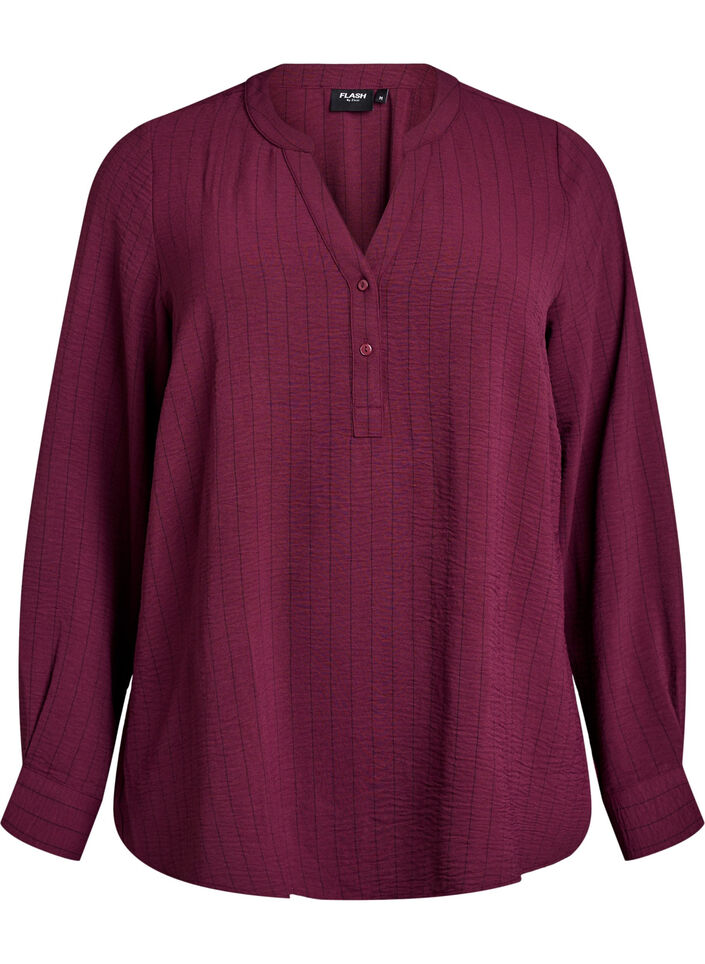 FLASH - Streepjes overhemdblouse, Rood, Packshot image number 0