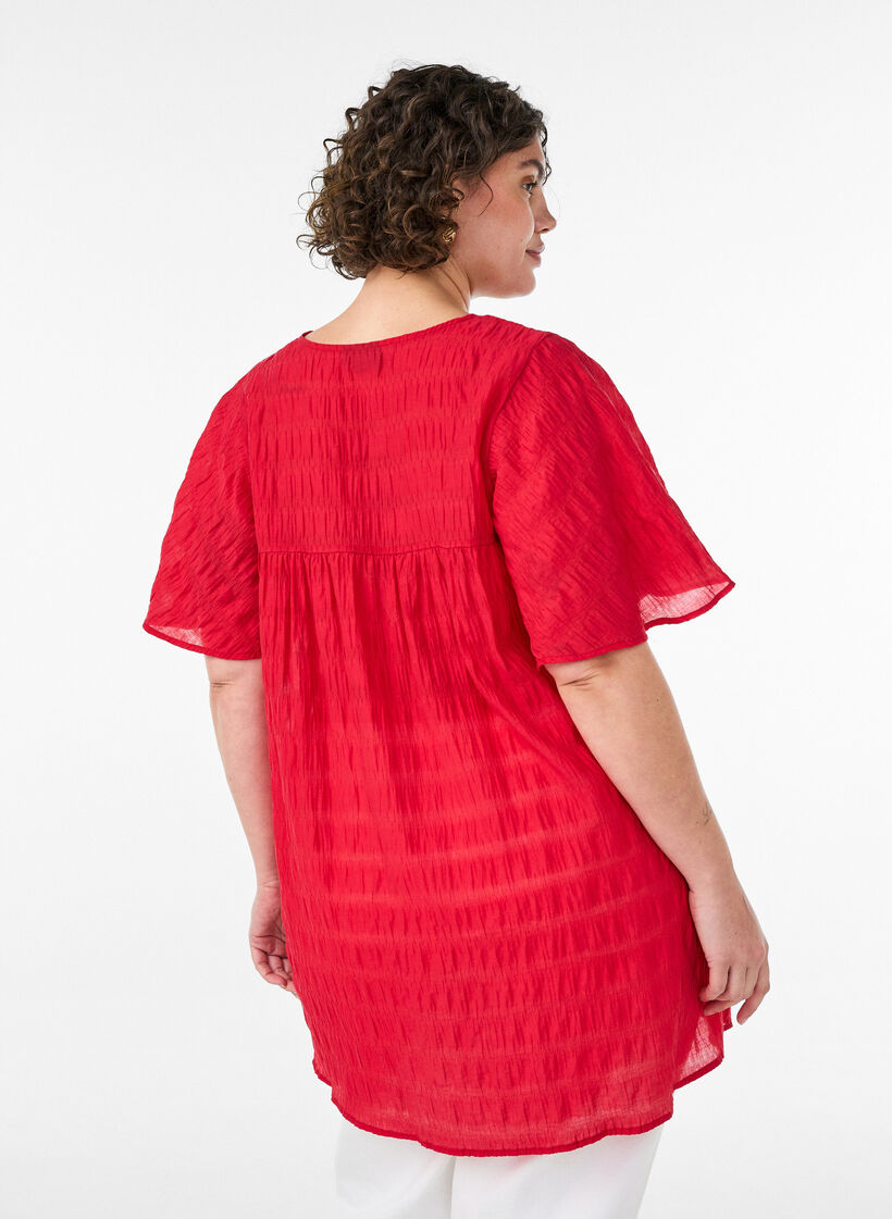 Tuniek in lyocell met vlindermouwen, Rood, Model image number 2