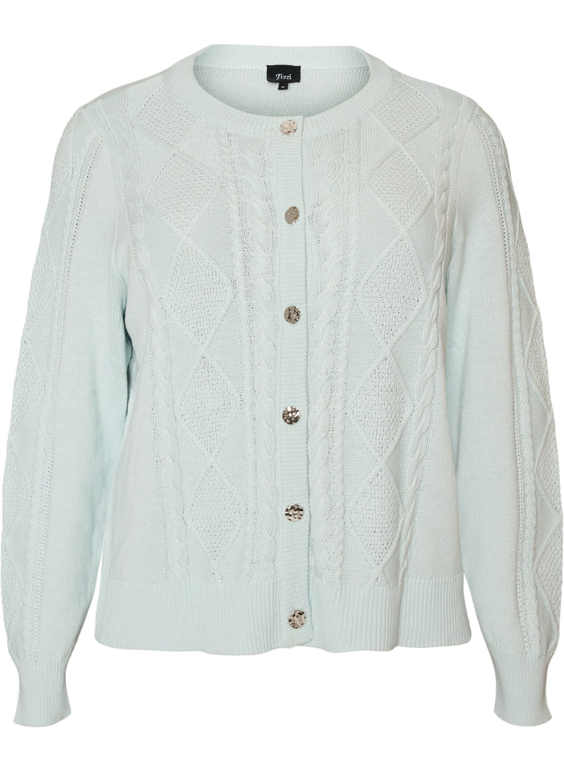 Kabelgebreide cardigan met decoratieve knopen