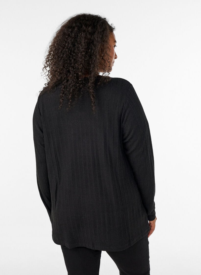 Open vest van jersey met structuur, Zwart, Model image number 2