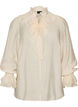 Viscose blouse met ruches en lange mouwen, Vanille, Packshot image number 0