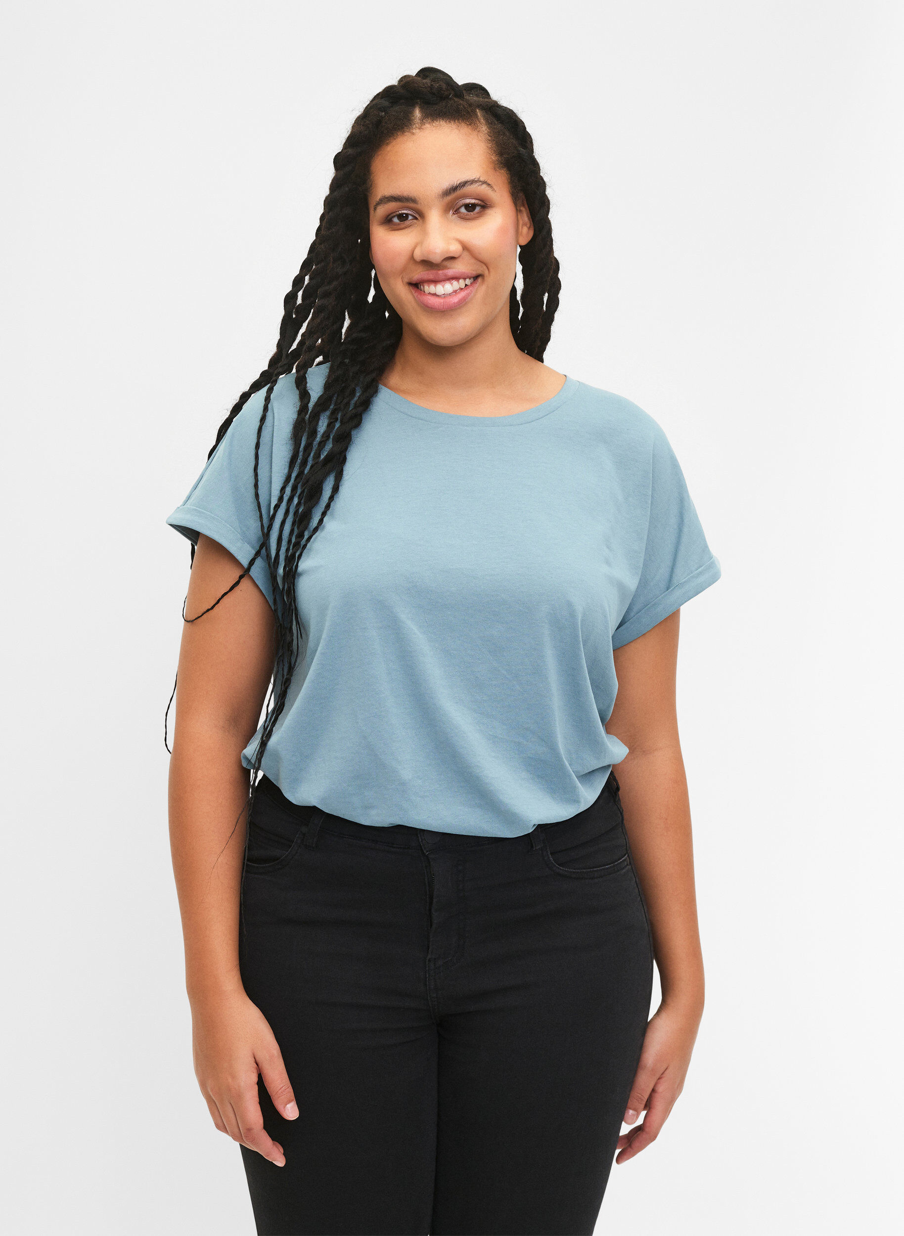 2-pack T-shirts met korte mouwen, Blauw, Model