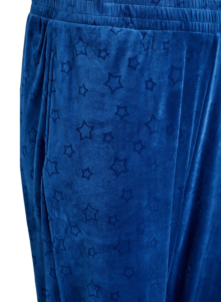 Velours broek met ingebosd patroon, Blauw, Packshot image number 2