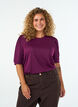 Blouse met knoopdetail en korte pofmouwen, Donker Bordeaux, Model image number 0