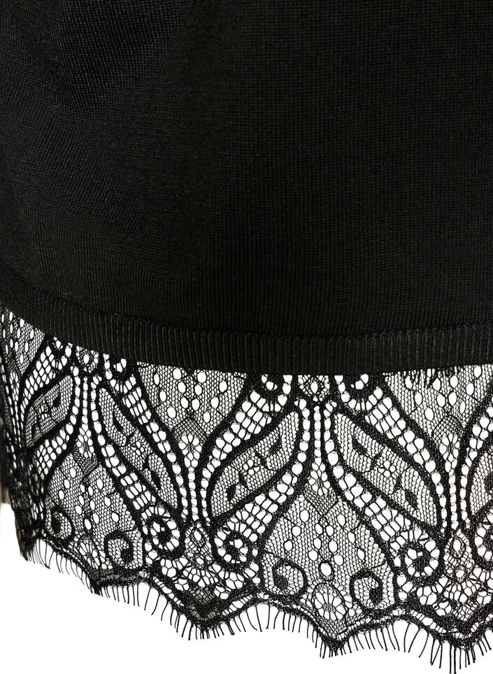 Cardigan met brede kanten zoom, Zwart, Packshot image number 3