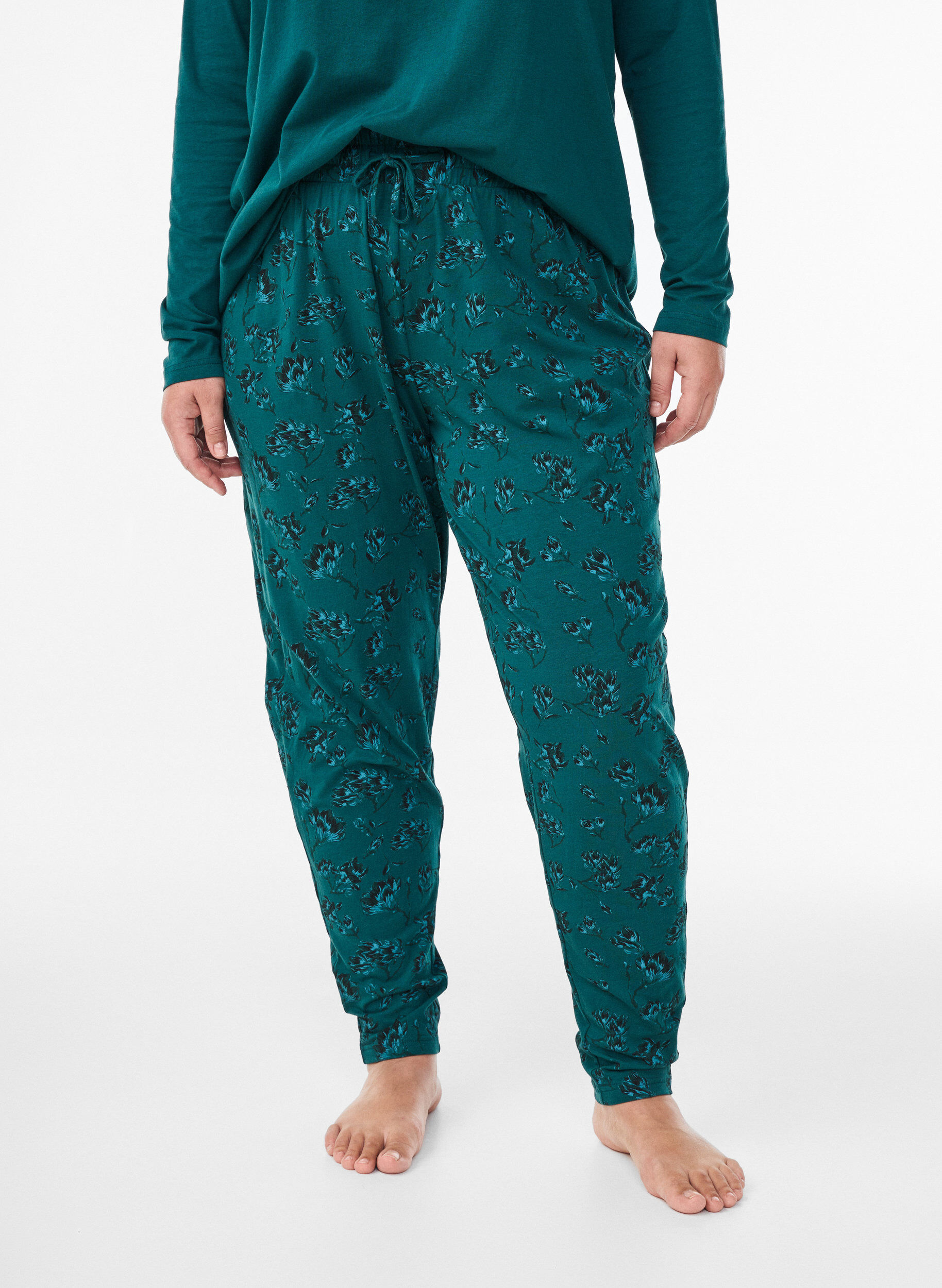 ZizziKleren pyjama broek met print, Turquoise, Model image number 2