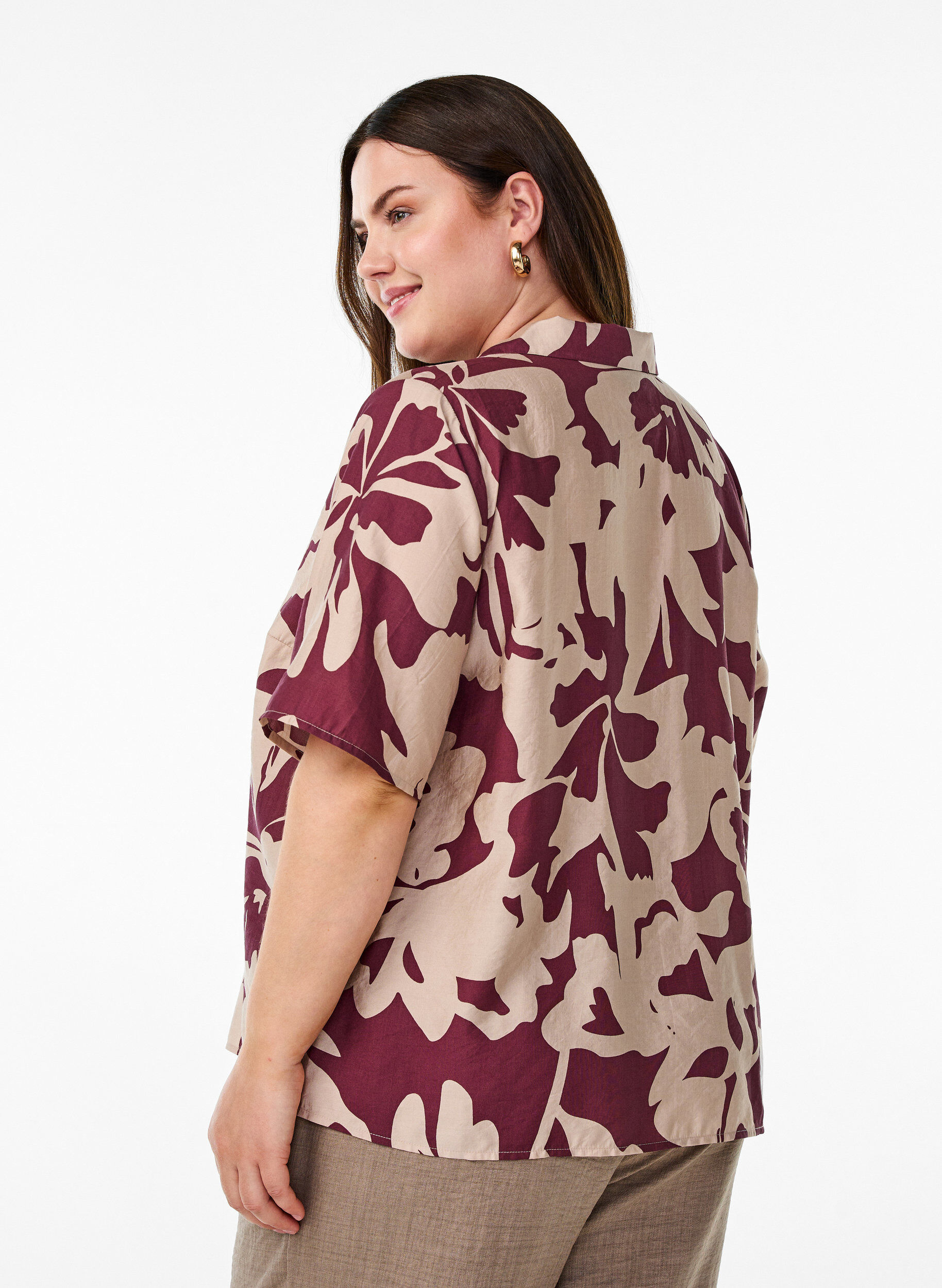 ZizziShirt blouse met print en V-hals, Rood, Model image number 2