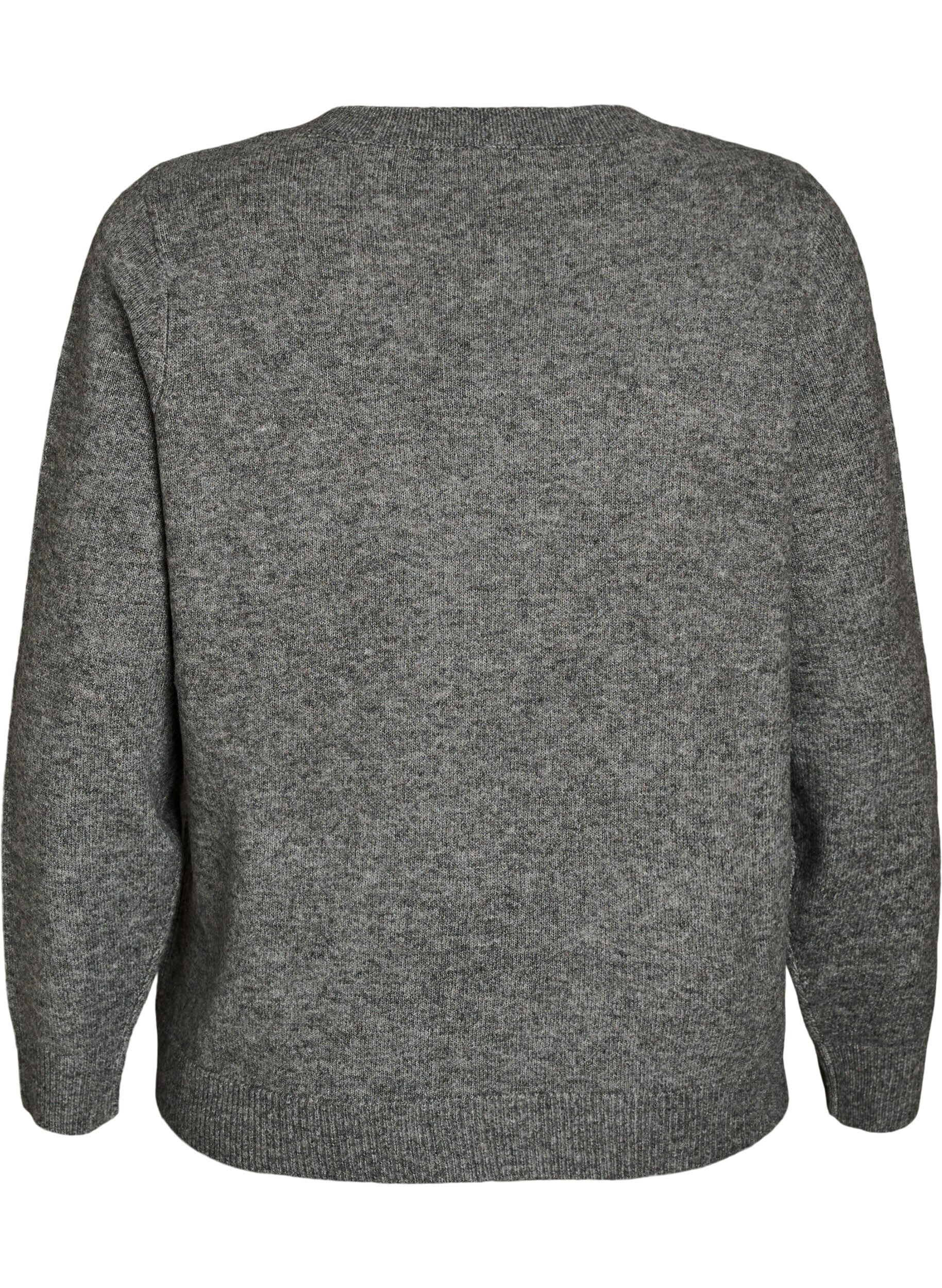 ZizziGebreide jumper met glitterstrik, Grijs, Packshot image number 1