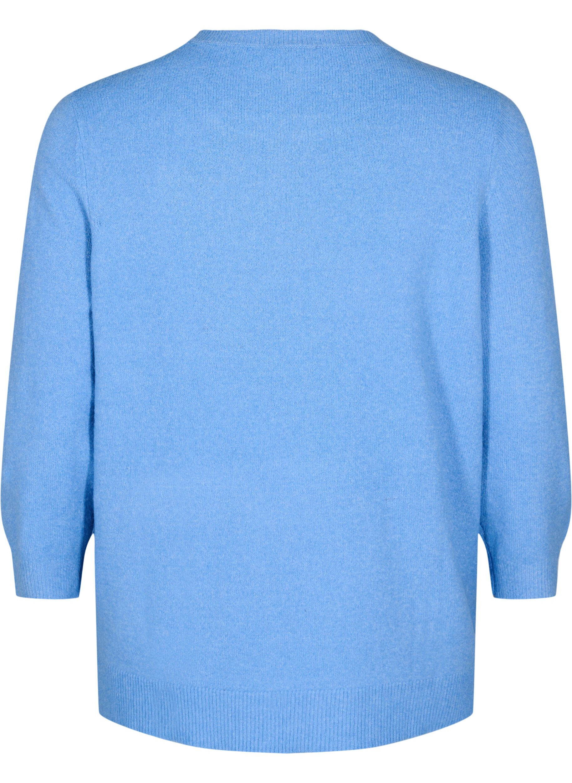 ZizziGebreide blouse met bloemen en 3/4 mouwen, Della R. Blue Mel., Packshot image number 1