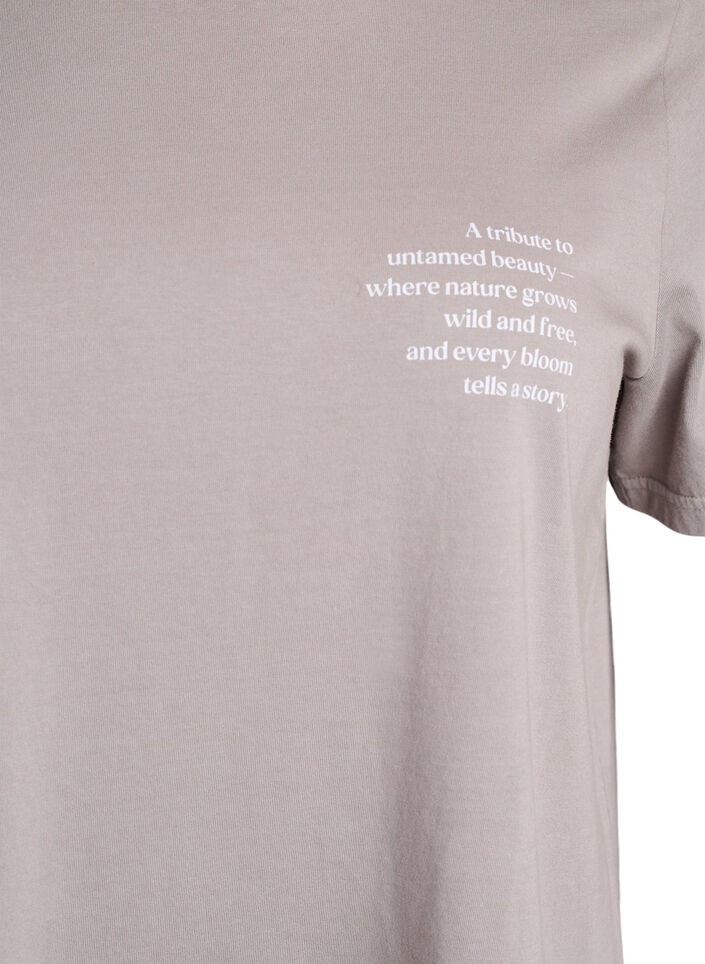 Katoenen T-shirt met print op de voorkant en achterkant, Grijs, Packshot image number 2