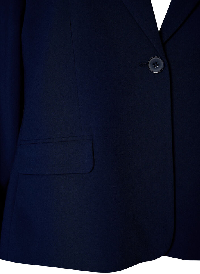 Klassieke blazer met knoopsluiting en zakken, Blauw, Packshot image number 2