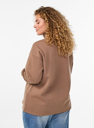 ZizziSweatshirt met hoge hals en collegeprint, Caribou w. Los, Model image number 1