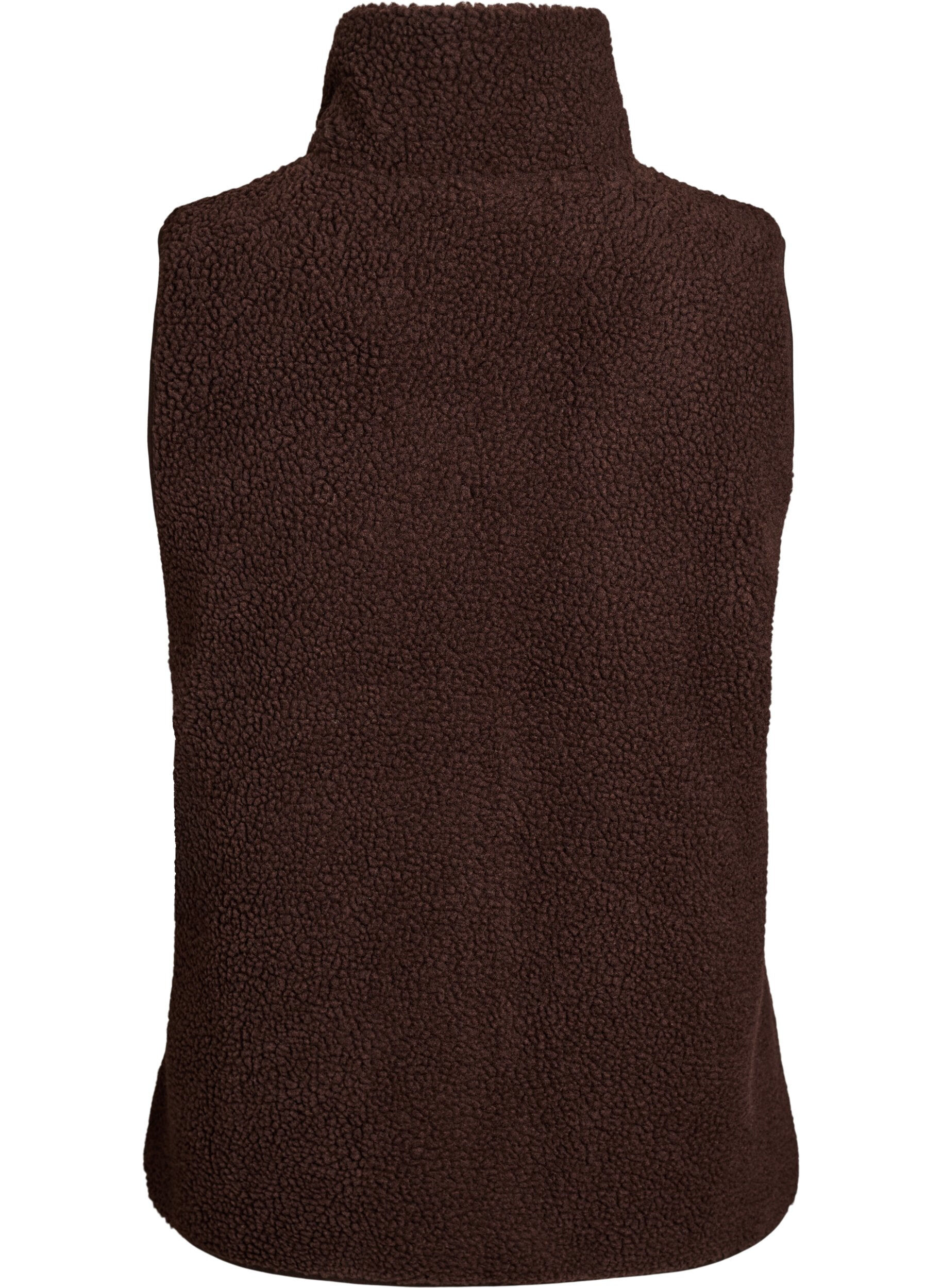 ZizziTeddy fleece gilet met ritssluiting en zakken, Bruin, Packshot image number 1