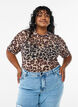Mesh blouse met korte mouwen, Bruin, Model image number 0