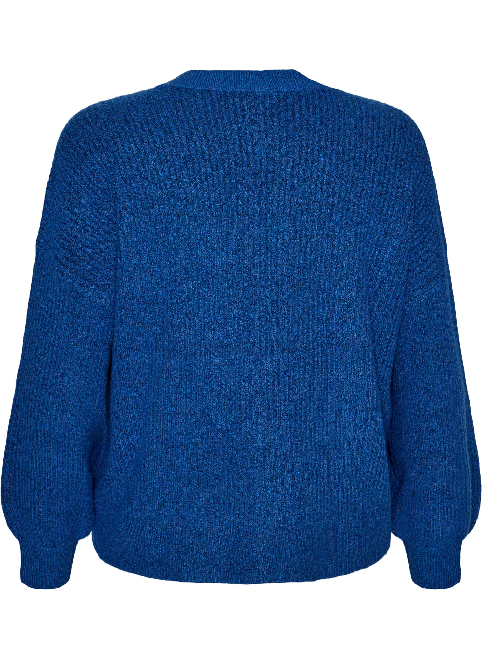 ZizziGeribde cardigan met knopen, Blauw, Packshot image number 1