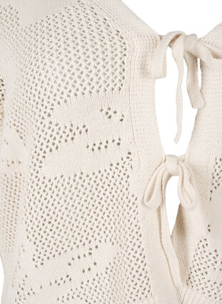 ZizziGebreide cardigan met opengewerkt patroon en strikkoordjes, Birch, Packshot image number 2