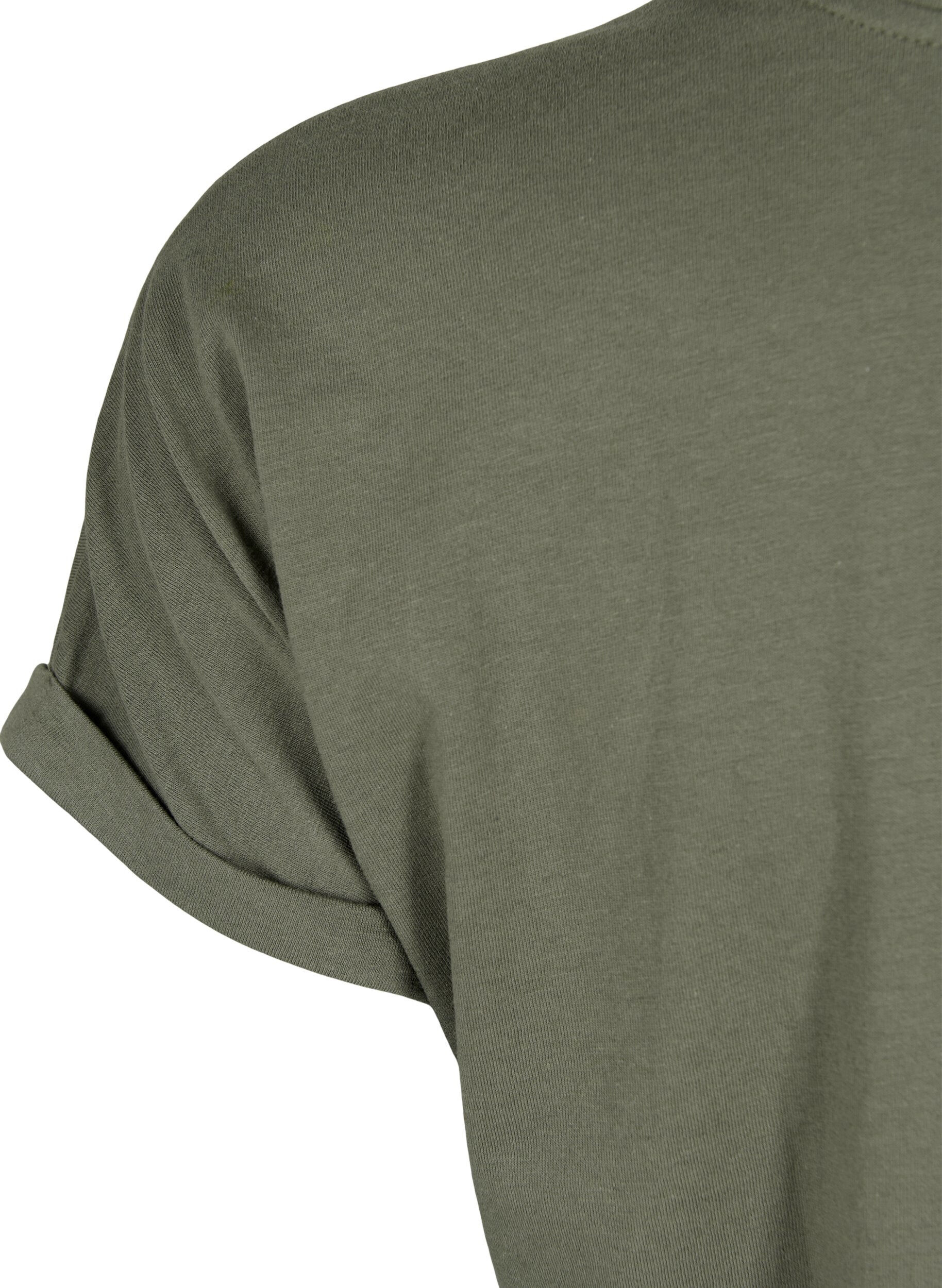 ZizziT-shirt met korte mouwen van katoenmix, Groen, Packshot image number 3