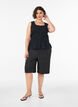 Mouwloze top van katoen en linnen met smock, Zwart, Model image number 1