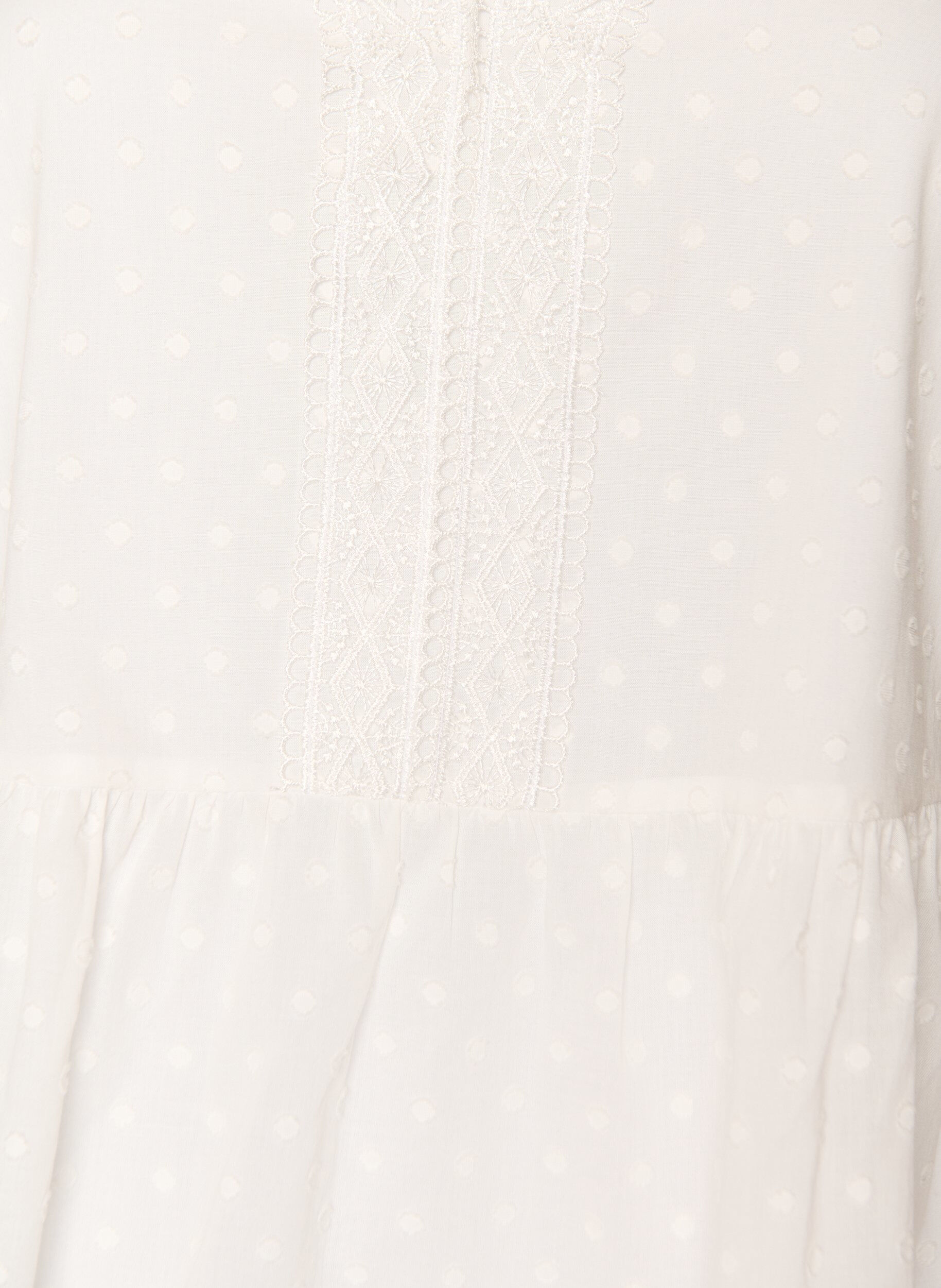Zizzi Blouse en coton textur&eacute; avec d&eacute;tails en crochet, Blanc, Packshot image number 2
