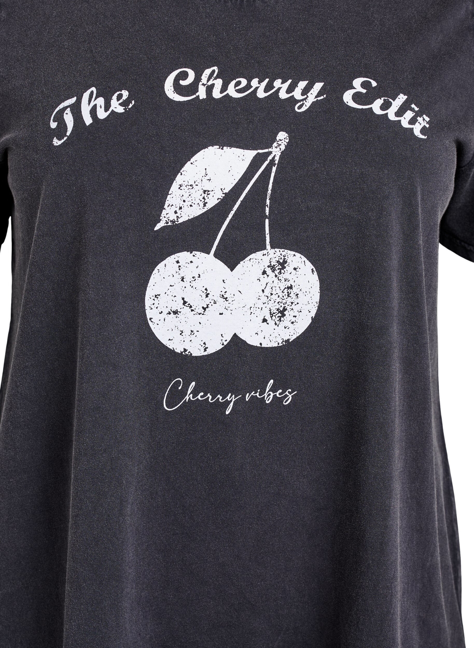 ZizziOrganisch katoenen T-shirt met print, Grijs, Packshot image number 2