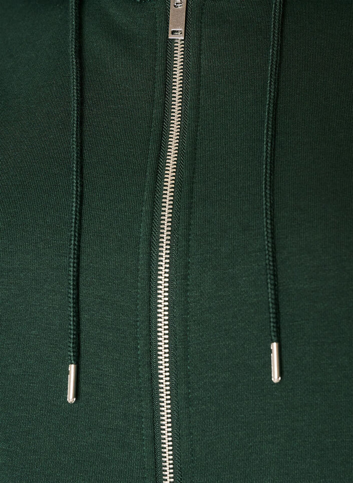 Sweatshirt met capuchon, ritssluiting en zakken, Groen, Packshot image number 2