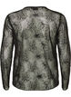 Mesh blouse met bloemen en pailletten, Zwart, Packshot image number 1