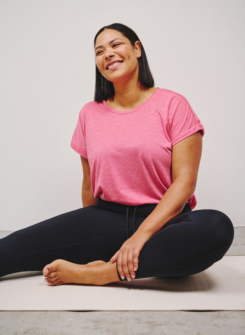 Los workout T-shirt met korte mouwen, Roze, Image image number 0
