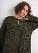 Jurk met franjes en textuur, Groen, Model image number 3