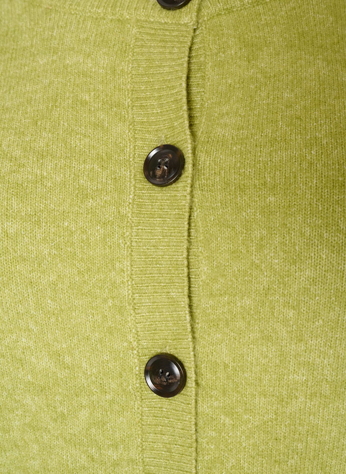 Cardigan met knopen en een ronde voorkant, Groen, Packshot image number 2