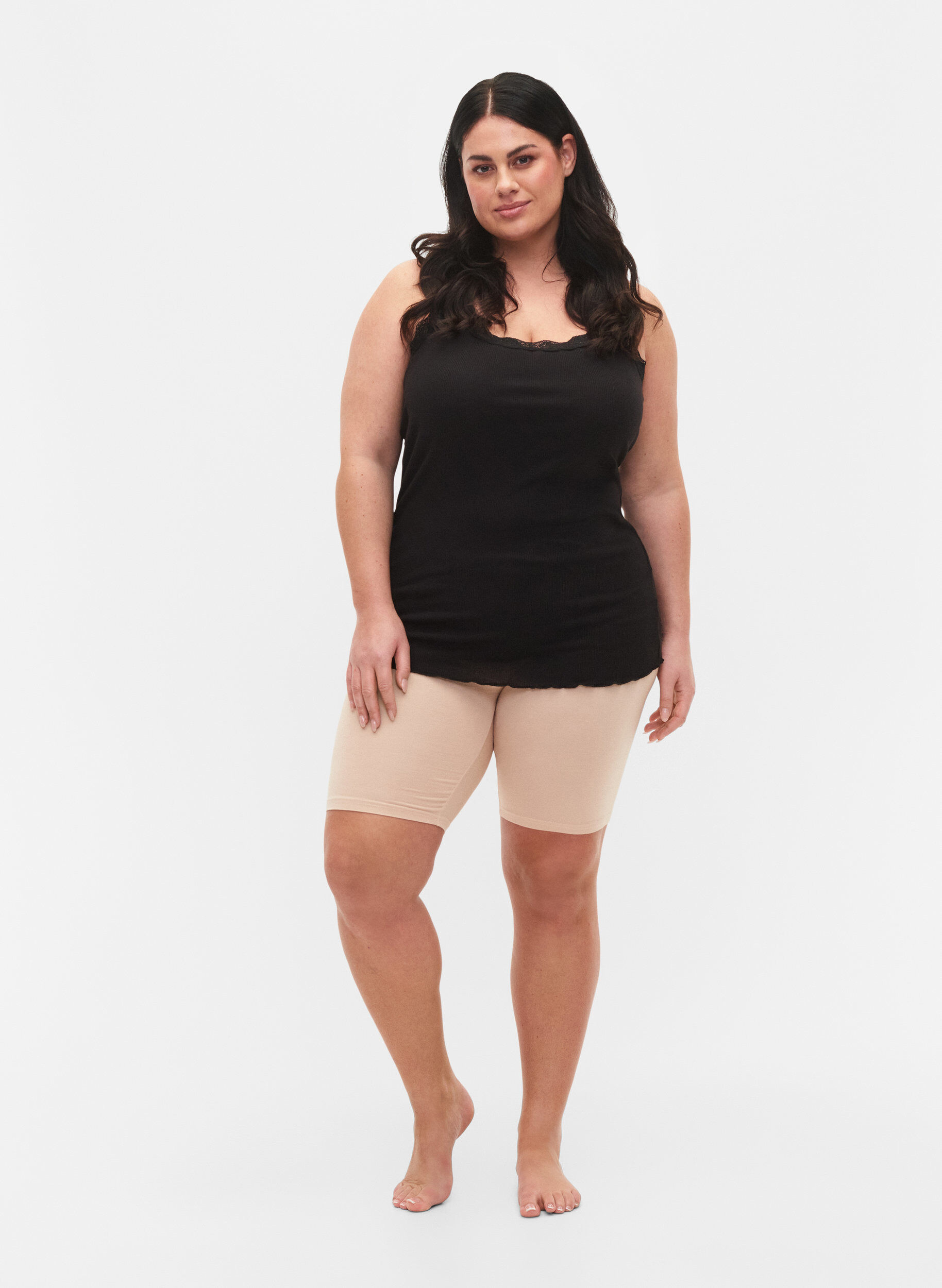 Zizzi2-pack viscose fietsbroek, Beige, Model image number 1