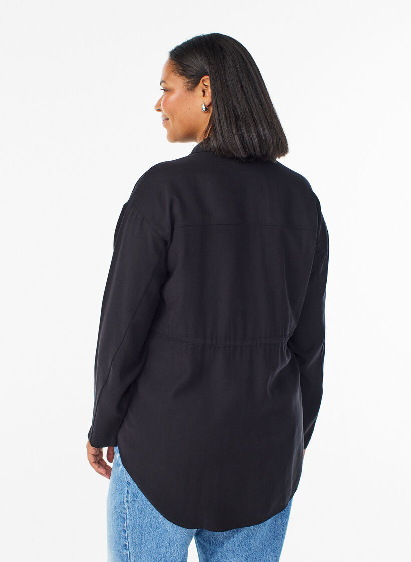 Tuniek met borstzakken en verstelbare taille, Zwart, Model image number 2