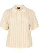 Gebreid poloshirt met oogjespatroon, Beige, Packshot image number 0