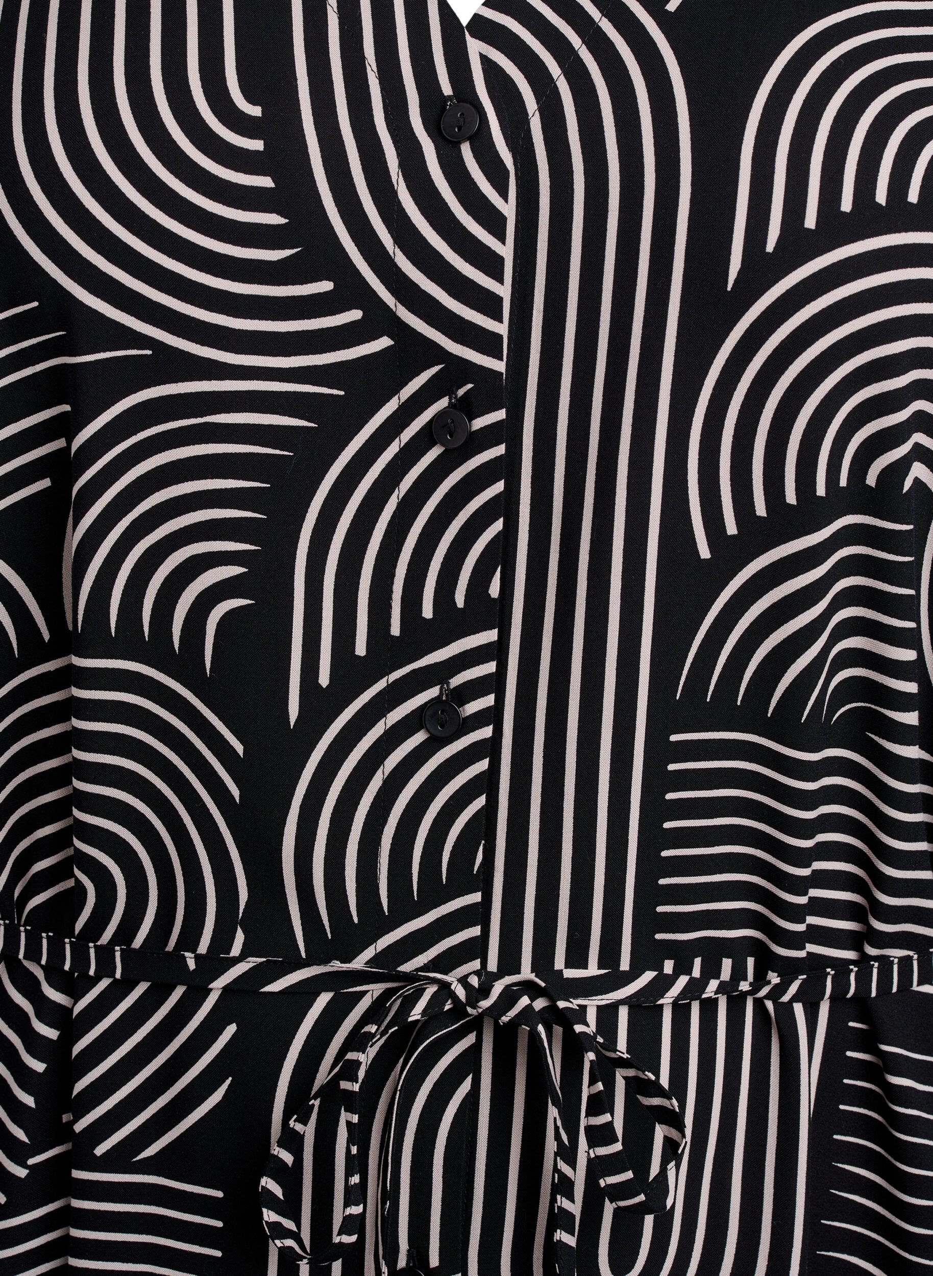 ZizziFLASH - Jurk met print en strikceintuur, Zwart, Packshot image number 2