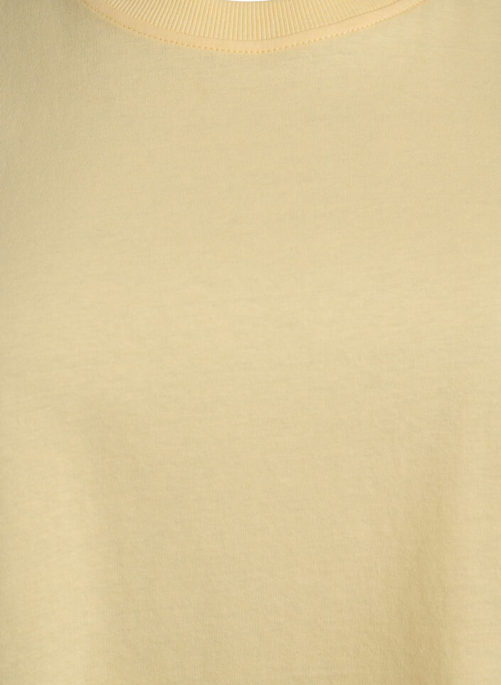 Basic katoenen T-shirt met ronde hals, Geel, Packshot image number 2